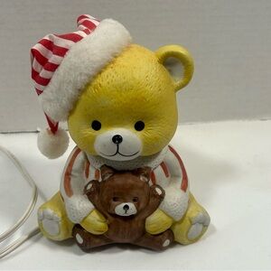 Yellow Teddy Bear Ceramic Night Light 6” Nursery Baby